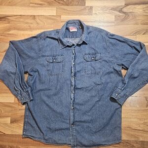 Wrangler Western Shirt Mens XLT Denim Button Up Pocket Long Sleeve Rodeo
